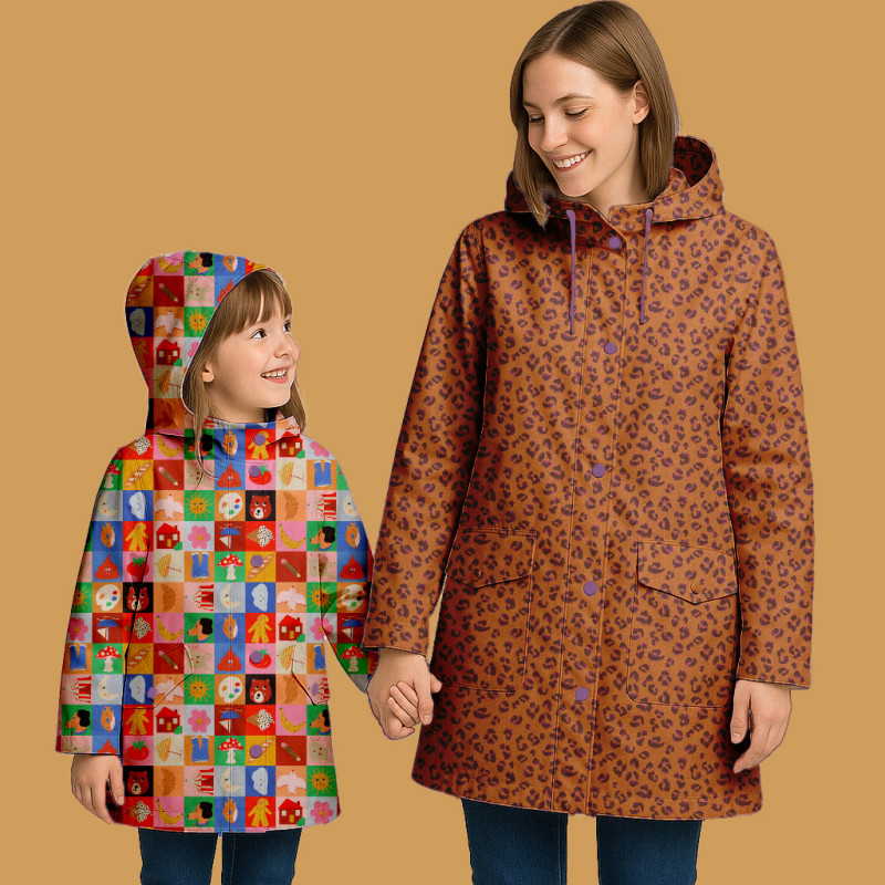 Tela impermeable estampada FUNNY Rosa / Multicolor
